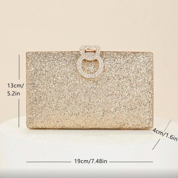 Luxurious gold rhinestone party evening wedding prom clutch box bag